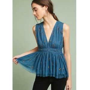 Chan Luu Blue Vedette Blouse Anthropologie